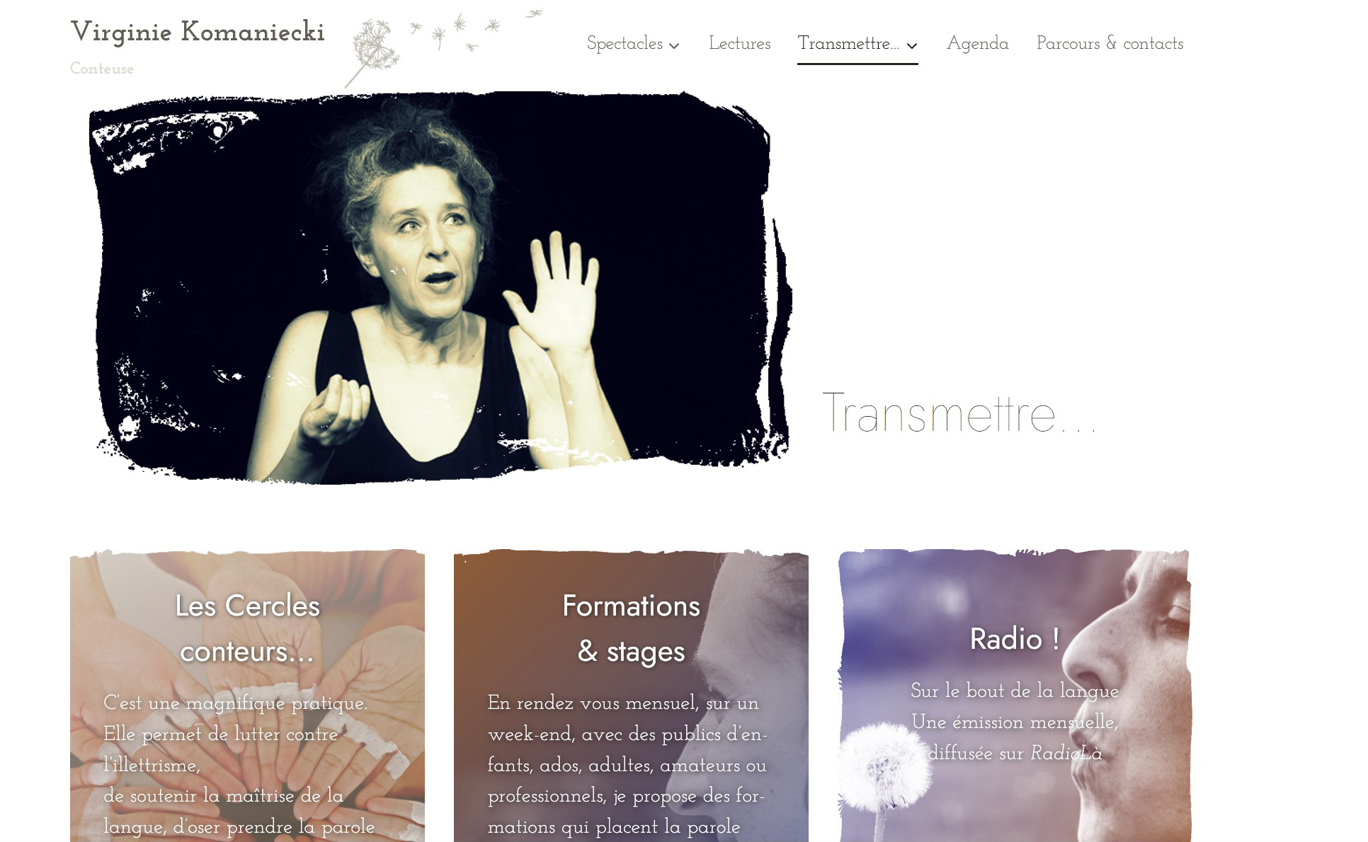 Site internet responsive Virginie Komaniecki Conteuse